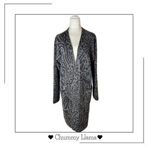 Fortune + Ivy Leopard Print Open-Front Cardigan – Soft Knit, Size L